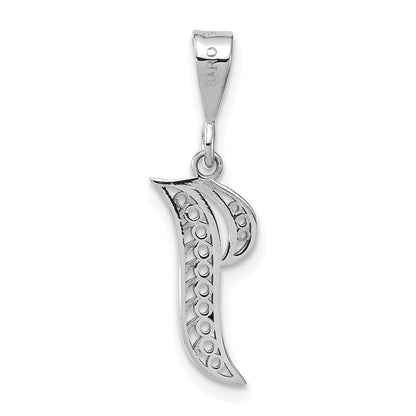10K White Gold 10Kw Filigree Initial I Pendant