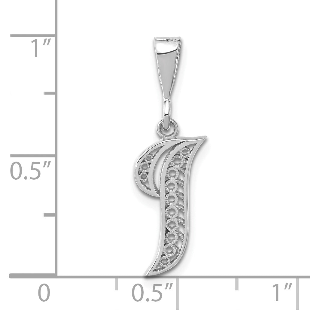 10K White Gold 10Kw Filigree Initial I Pendant