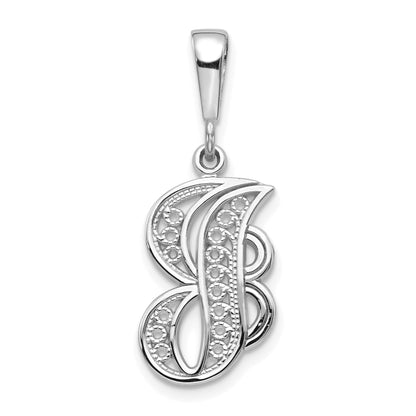 10K White Gold 10Kw Filigree Initial J Pendant