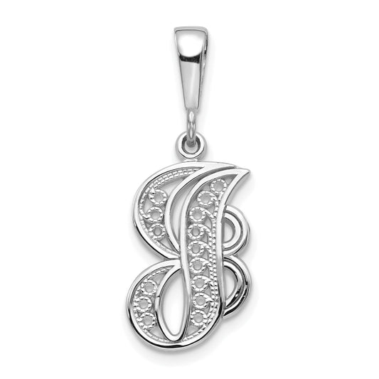 10K White Gold 10Kw Filigree Initial J Pendant