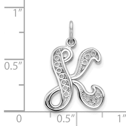 10K White Gold 10Kw Filigree Initial K Pendant