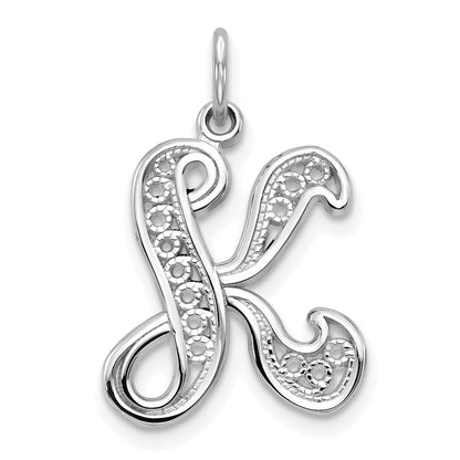 10K White Gold 10Kw Filigree Initial K Pendant