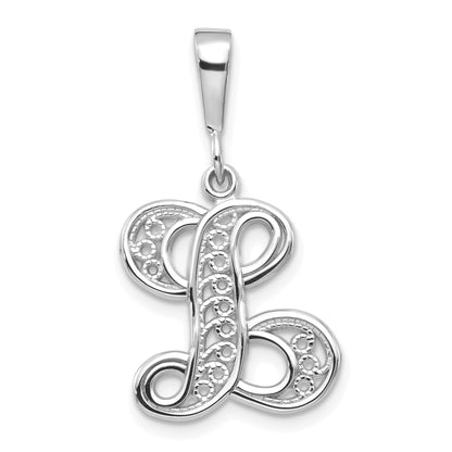 10K White Gold 10Kw Filigree Initial L Pendant