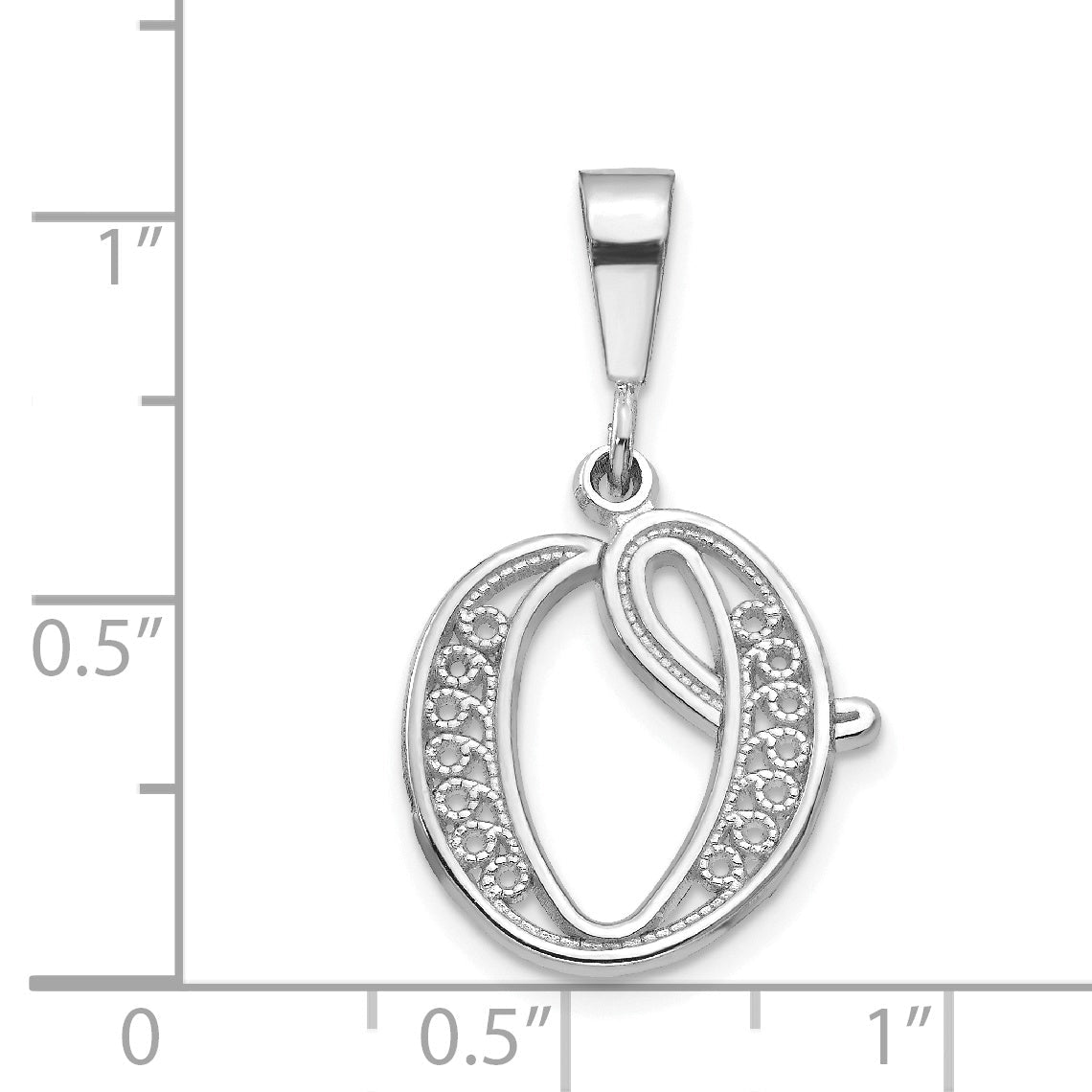 10K White Gold 10Kw Filigree Initial O Pendant