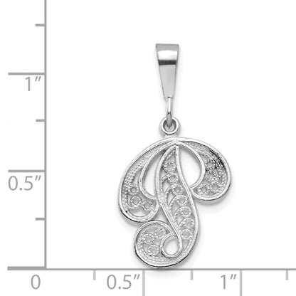 10K White Gold 10Kw Filigree Initial P Pendant