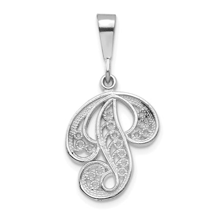 10K White Gold 10Kw Filigree Initial P Pendant