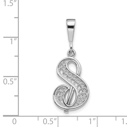 10K White Gold 10Kw Filigree Initial S Pendant