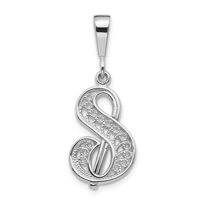 10K White Gold 10Kw Filigree Initial S Pendant