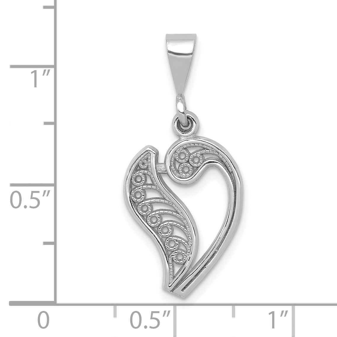 10K White Gold 10Kw Filigree Initial V Pendant