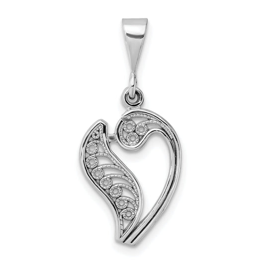 10K White Gold 10Kw Filigree Initial V Pendant