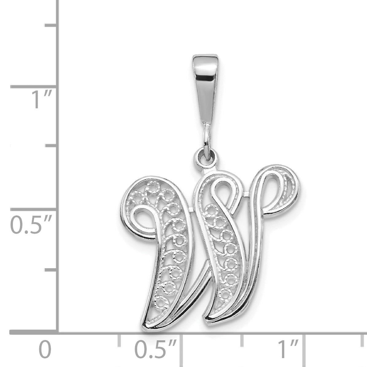 10K White Gold 10Kw Filigree Initial W Pendant