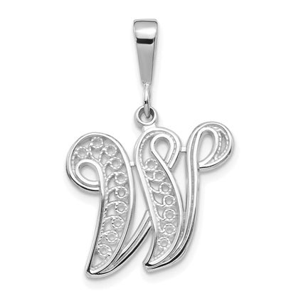 10K White Gold 10Kw Filigree Initial W Pendant