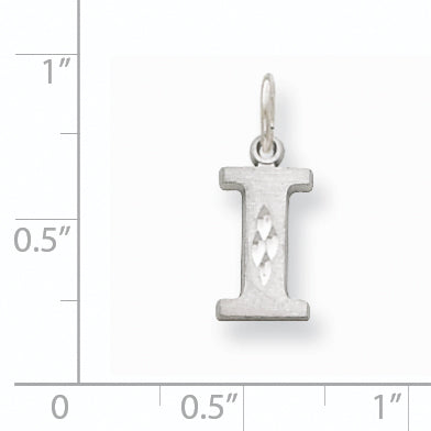 14K White Gold 14Kw Satin Diamond-Cut Letter I Initial Charm