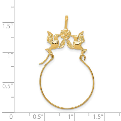 14K Yellow Gold Polished Doves And Bow Charm Holder