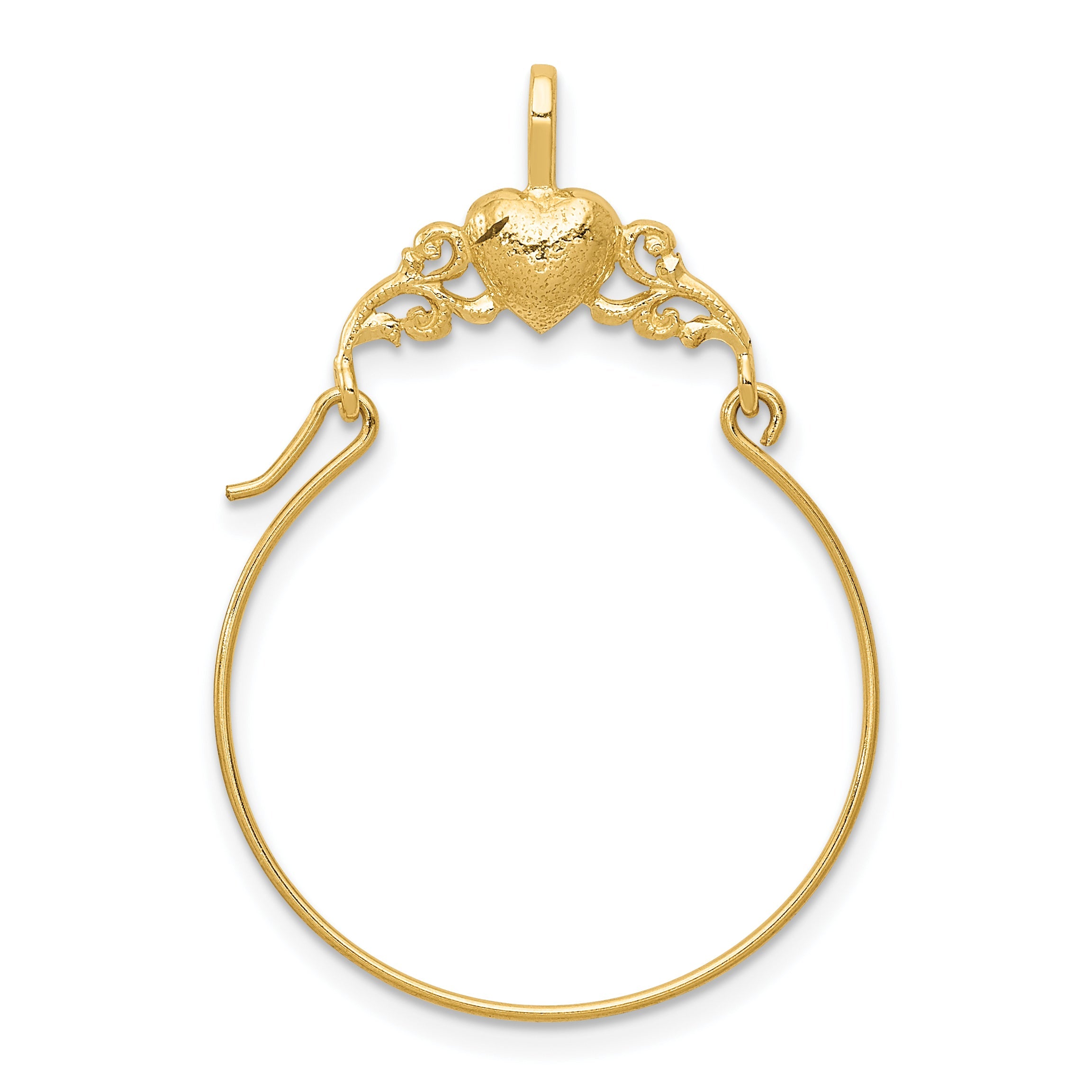 14K Yellow Gold Polished Heart Charm Holder