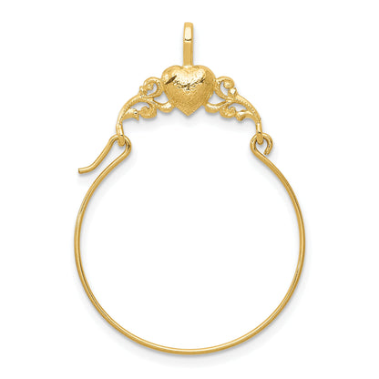 14K Yellow Gold Polished Heart Charm Holder