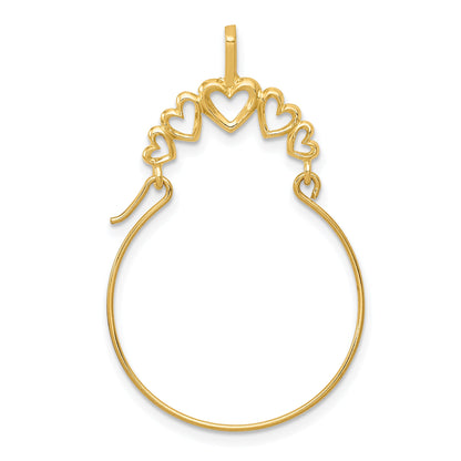 14K Yellow Gold Polished 5-Heart Charm Holder