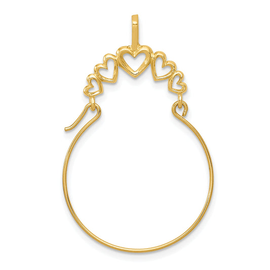 14K Yellow Gold Polished 5-Heart Charm Holder