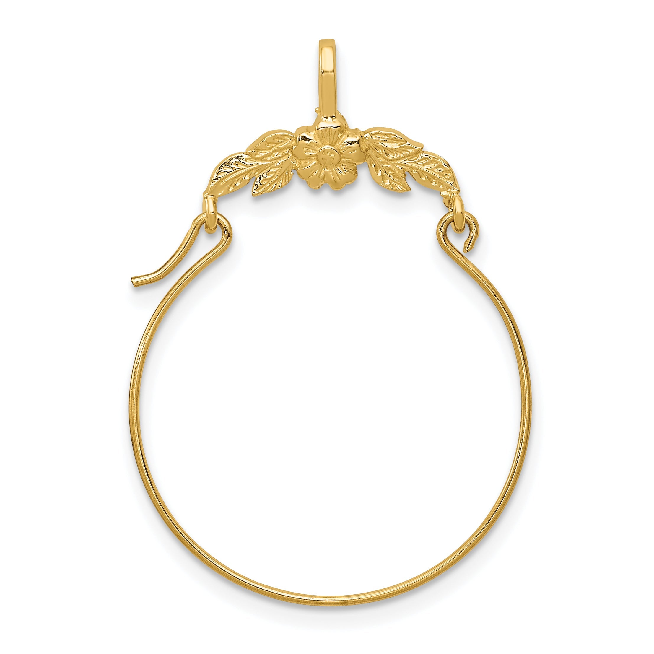 14K Yellow Gold Polished Floral Charm Holder