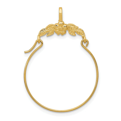 14K Yellow Gold Polished Floral Charm Holder
