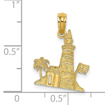 14K Yellow Gold Lighthouse Charm
