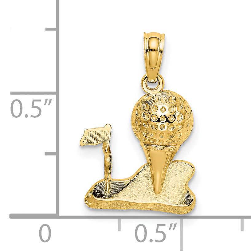 14K Yellow Gold Solid Polished Golfing Charm