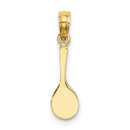 14K Yellow Gold Solid Polished 3-D Tennis Racquet Charm