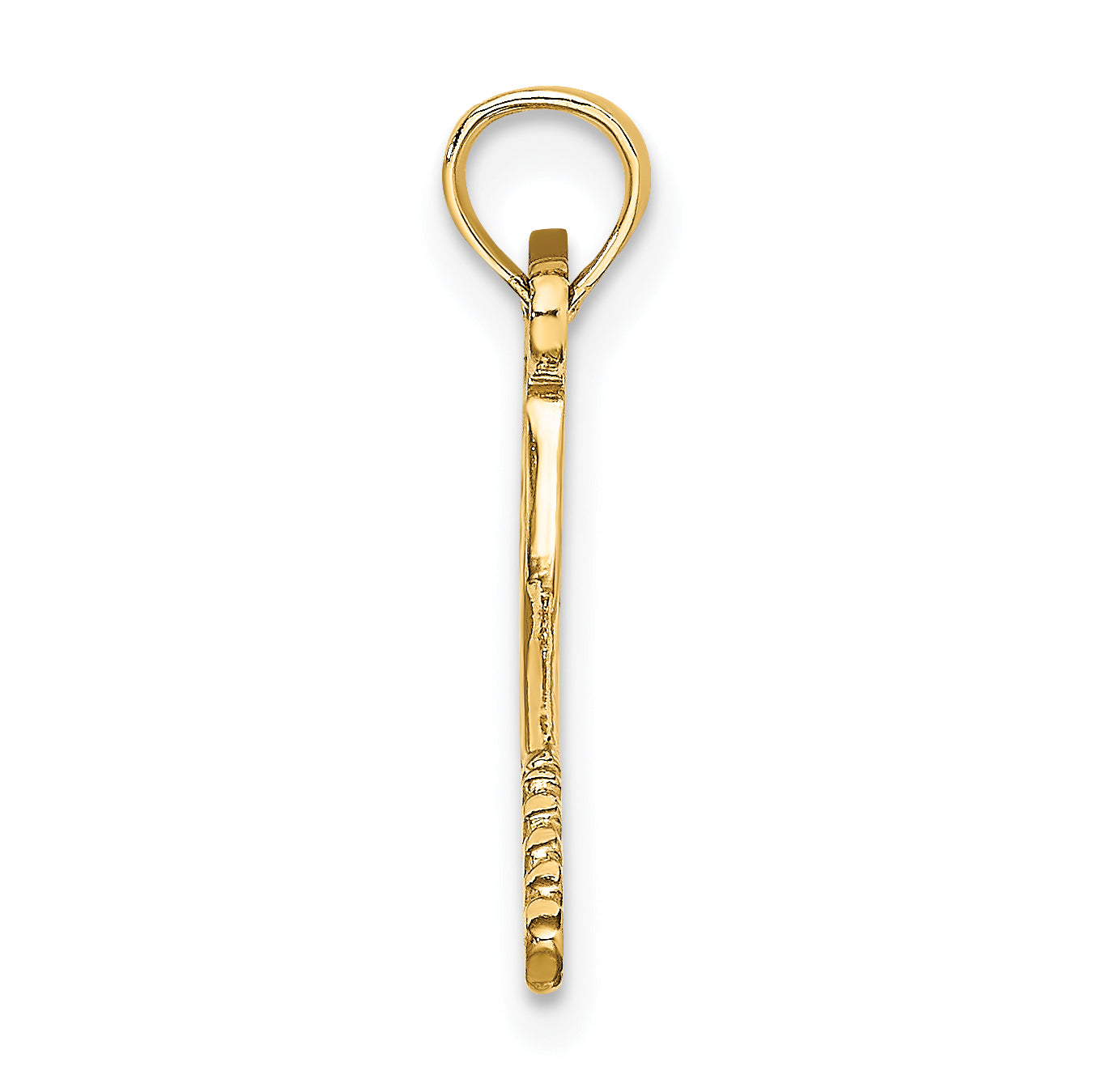 14K Yellow Gold Solid Polished 3-D Tennis Racquet Charm