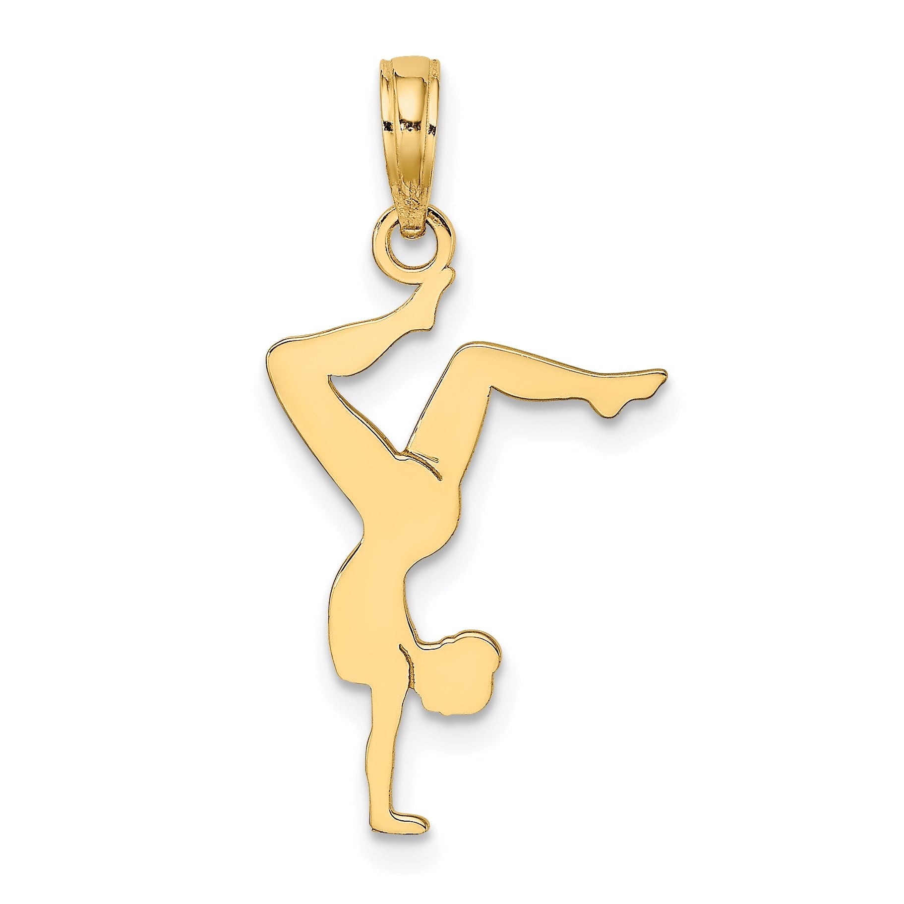 14K Yellow Gold Solid Polished Gymnast Charm
