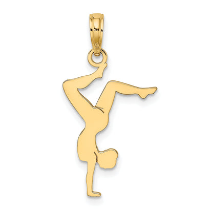 14K Yellow Gold Solid Polished Gymnast Charm