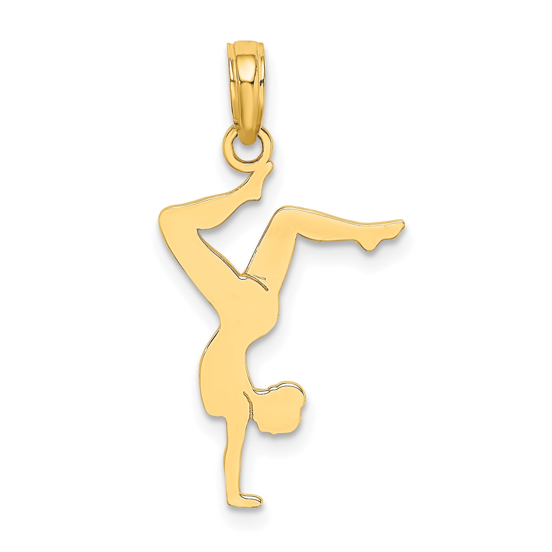 14K Yellow Gold Solid Polished Gymnast Charm