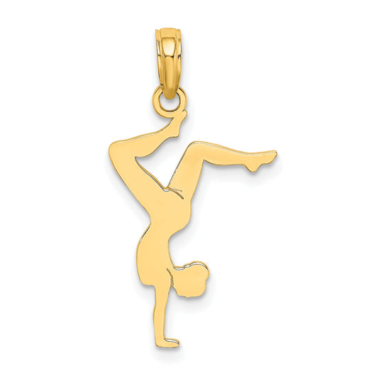 14K Yellow Gold Solid Polished Gymnast Charm