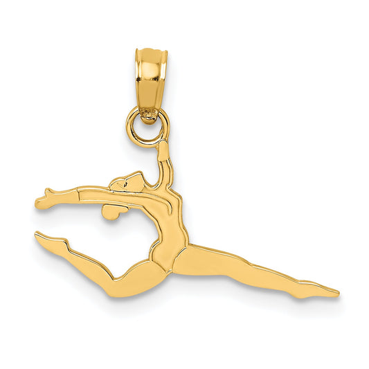 14K Yellow Gold Solid Polished Gymnast Charm