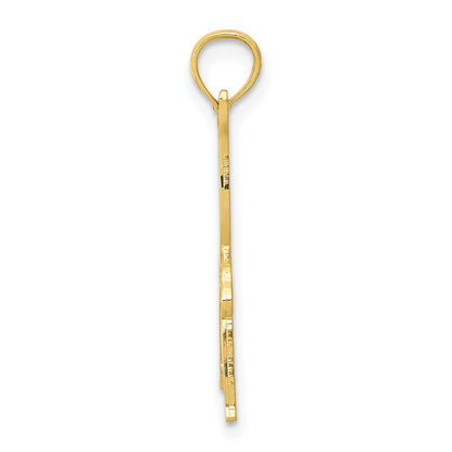 14K Yellow Gold Solid Polished Gymnast Pendant