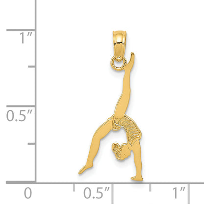 14K Yellow Gold Solid Polished Gymnast Pendant