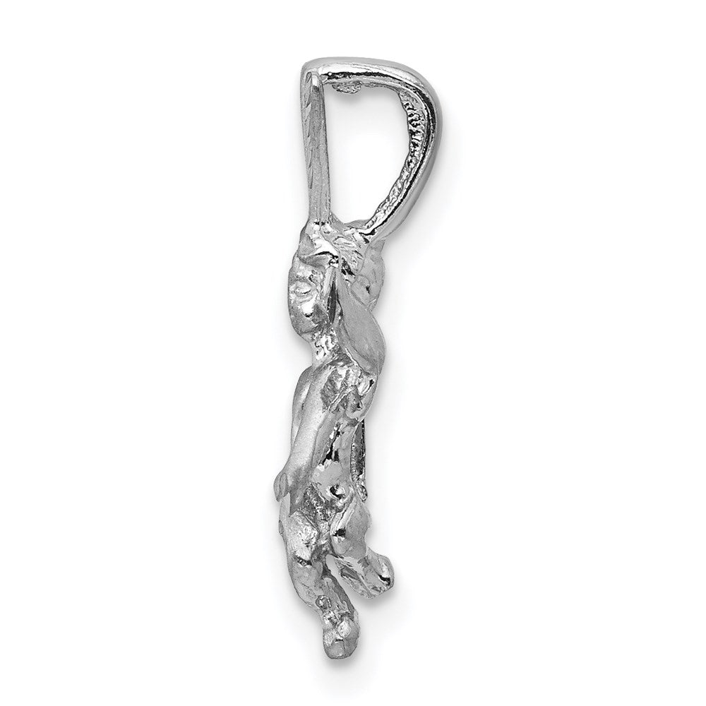 14K White Gold 3D Satin Angel Pendant