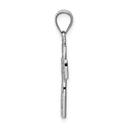 14K White Gold Filigree Cross Pendant