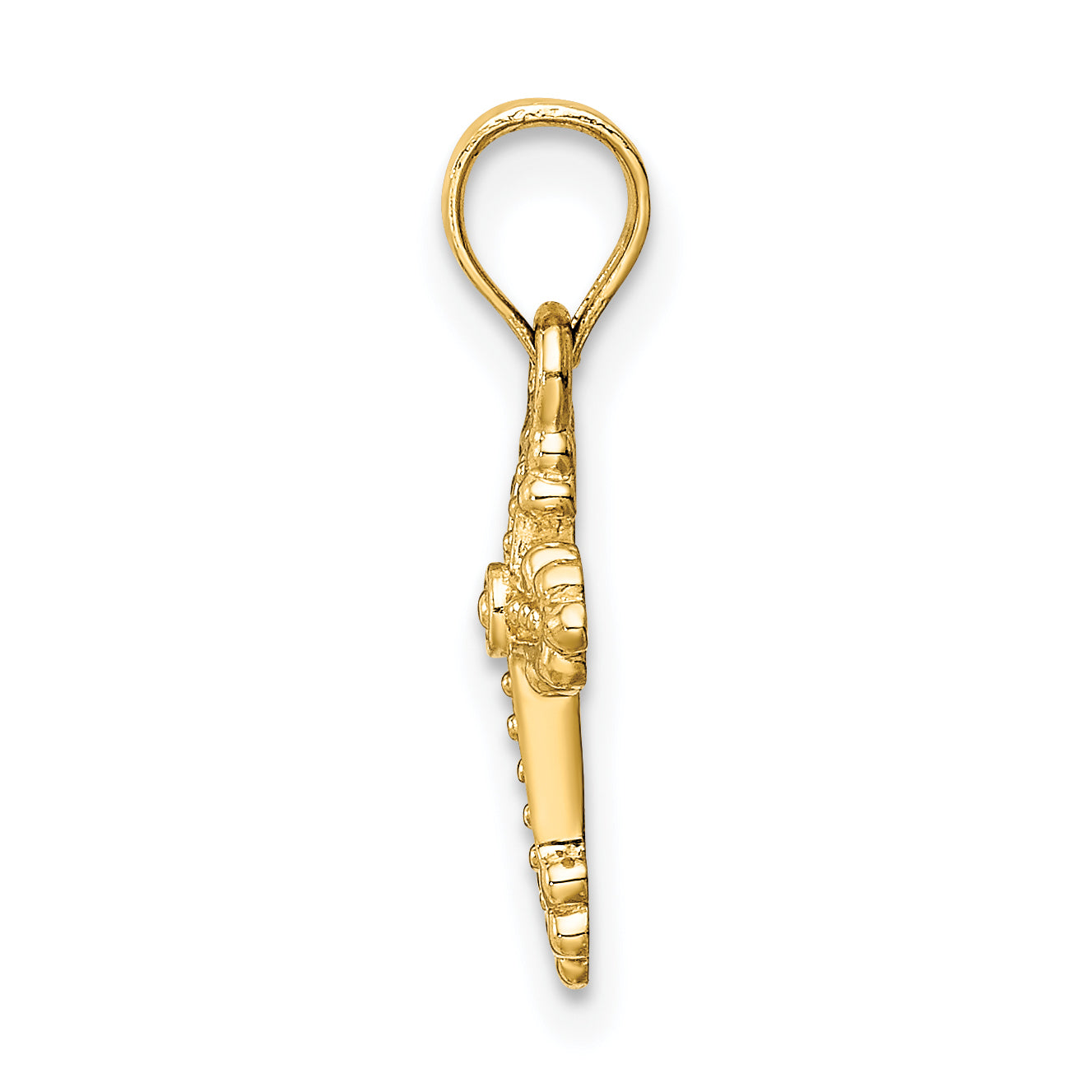 14K Yellow Gold Tiny Budded Cross Charm