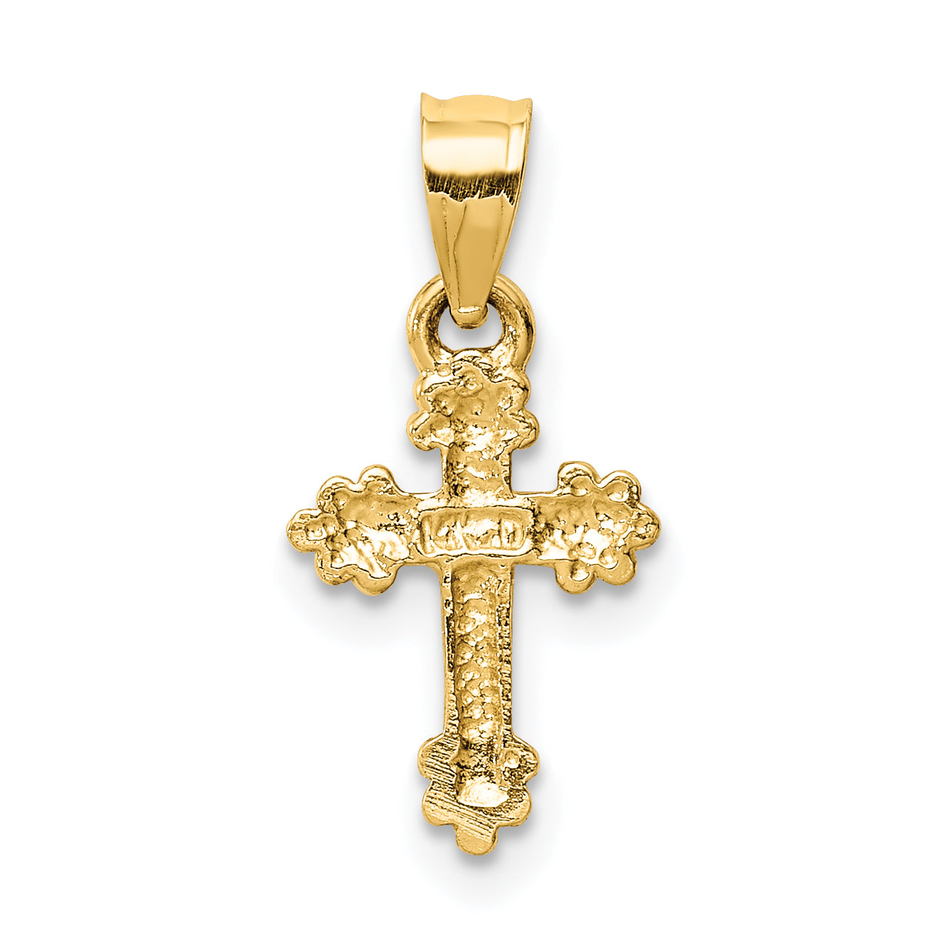 14K Yellow Gold Tiny Budded Cross Charm