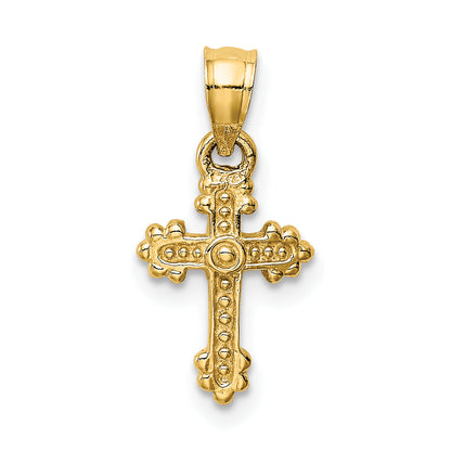 14K Yellow Gold Tiny Budded Cross Charm