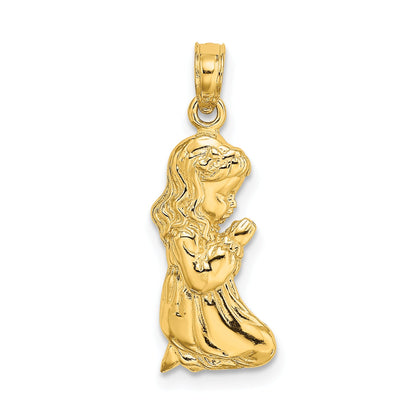 14K Yellow Gold Praying Girl Charm