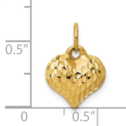14K Yellow Gold Polished And Textured 3-D Heart Pendant