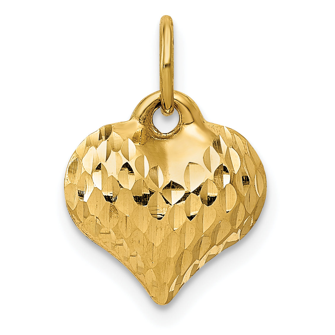 14K Yellow Gold Polished And Textured 3-D Heart Pendant