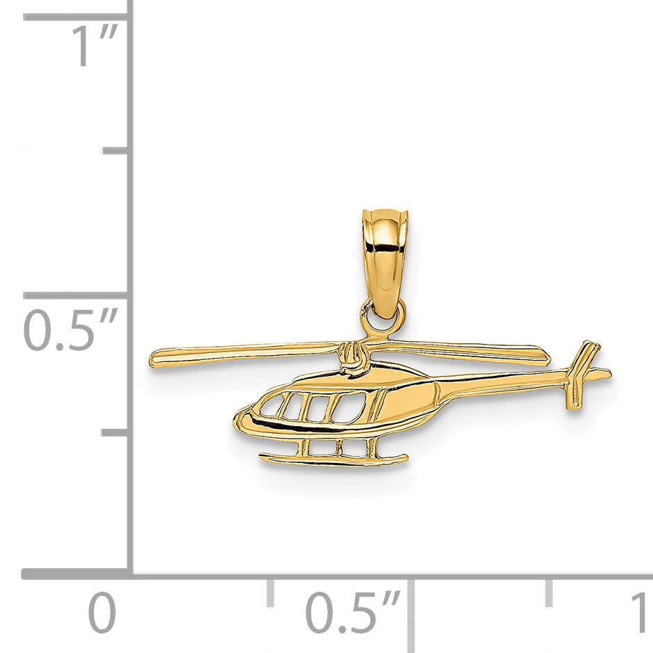 14K Yellow Gold Helicopter Charm