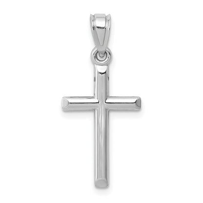 14K White Gold Hollow Cross Pendant