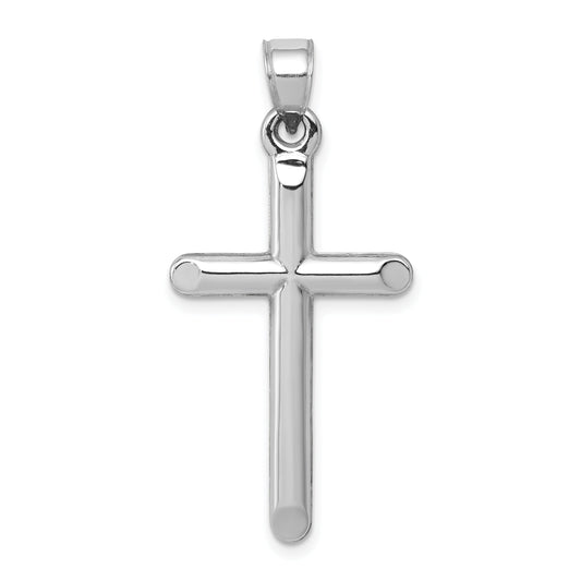 14K White Gold Hollow Cross Pendant