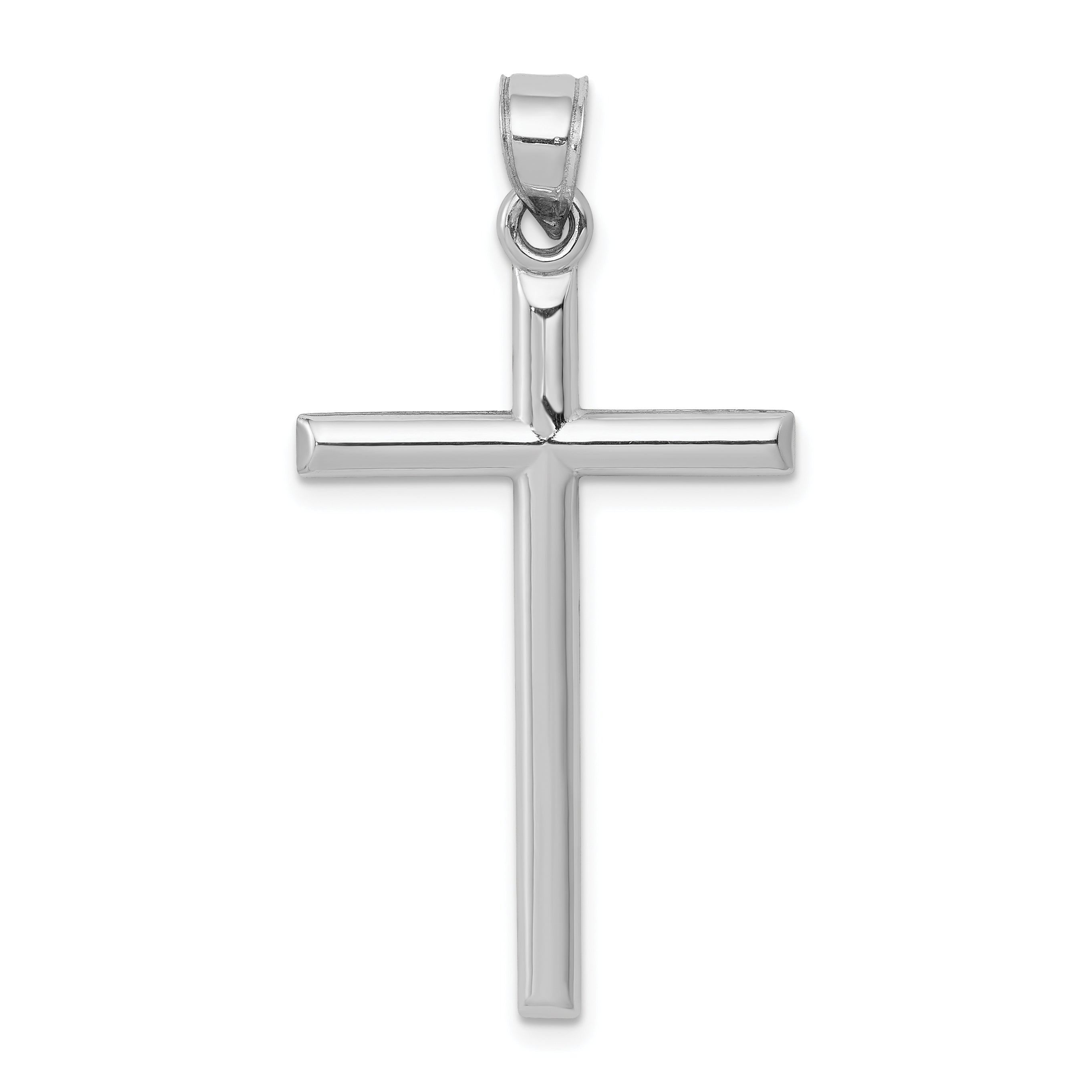 14K White Gold Hollow Cross Pendant