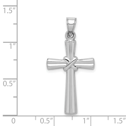14K White Gold Hollow Cross Pendant
