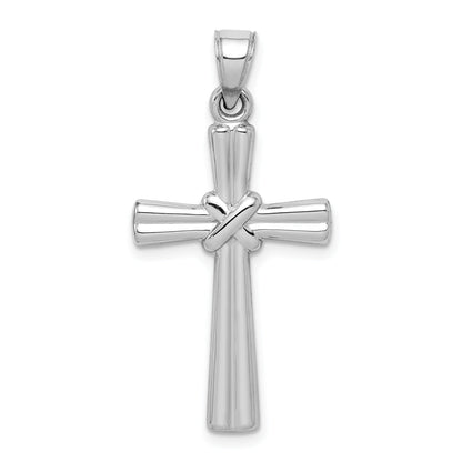 14K White Gold Hollow Cross Pendant