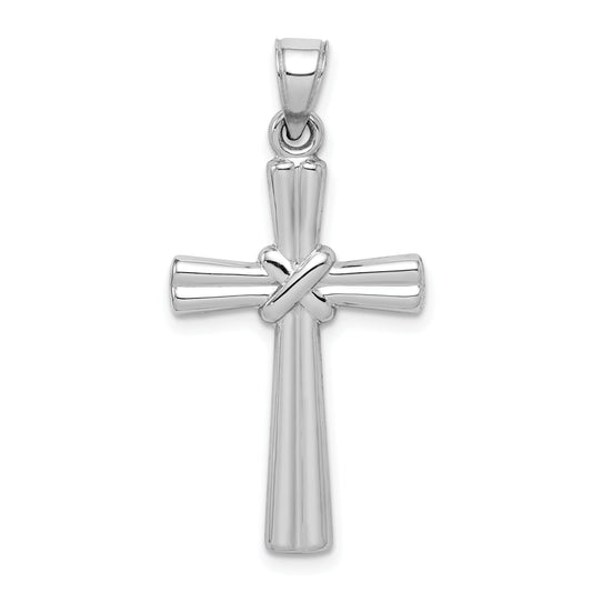14K White Gold Hollow Cross Pendant